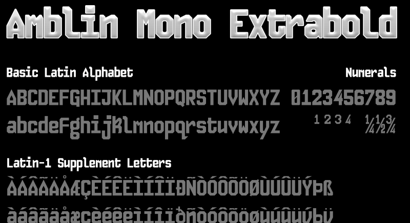 Amblin Mono - Extrabold Font - Glimpse of Character Set